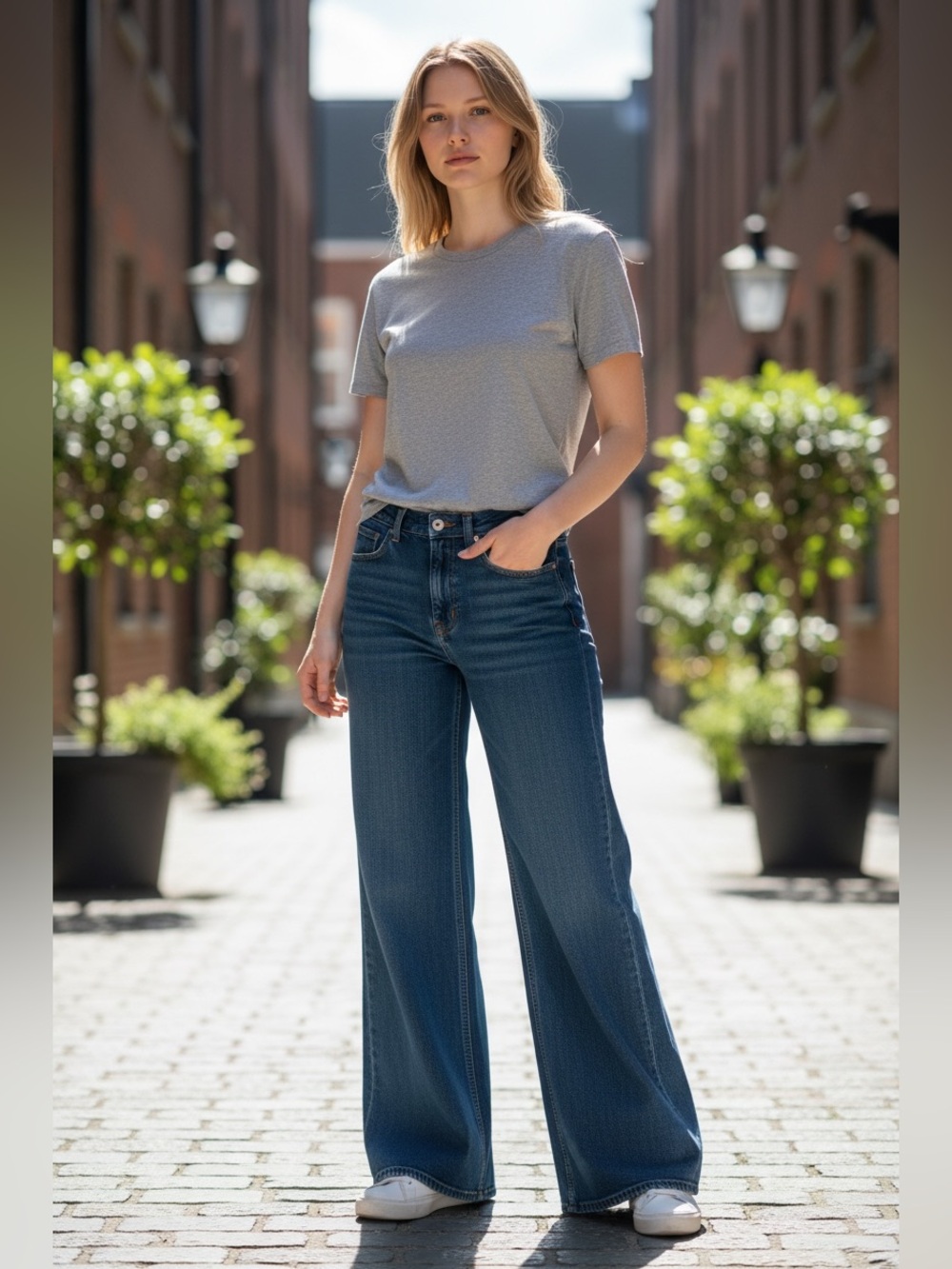 ASKK NY Dark Blue Wide-Leg High-Rise Jeans